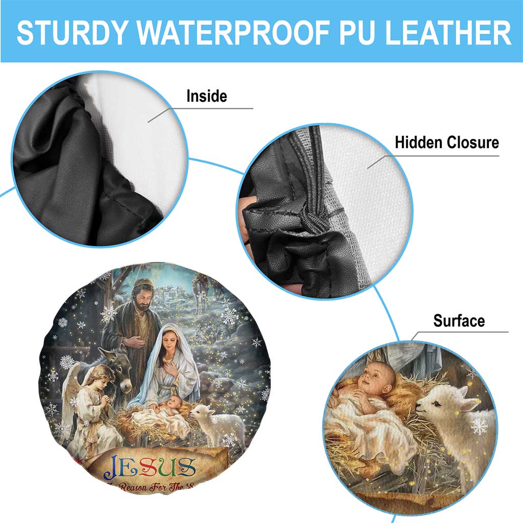 Jesus is the Reason for the Season Spare Tire Cover Personalized Christian Christmas Nativity Scene Custom Family Name - Wonder Print Shop