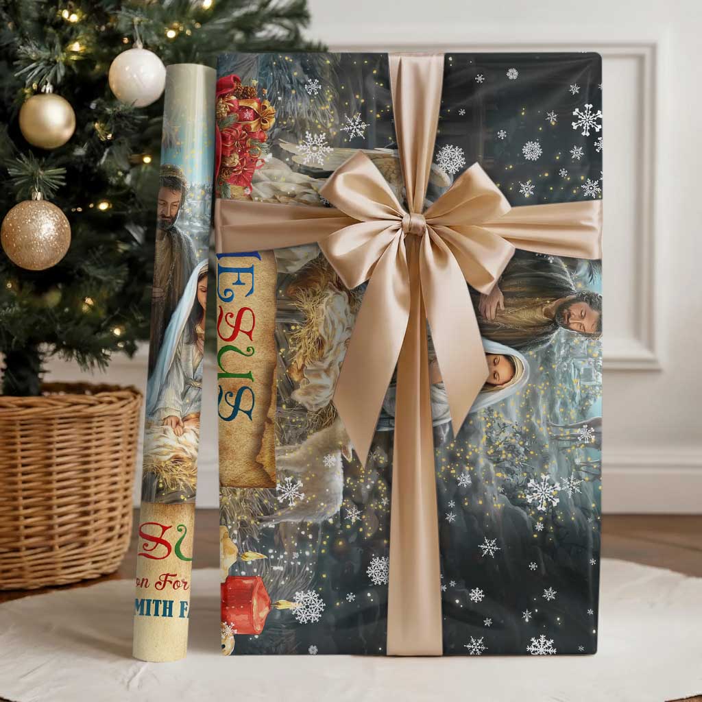 Jesus is the Reason for the Season Wrapping Paper Personalized Christian Christmas Nativity Scene Custom Family Name - Wonder Print Shop