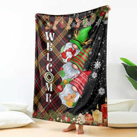 Christmas Gnome Welcome Throw Blanket Cute Holiday Gnomes with Plaid and Candy Cane Winter - Wonder Print Shop