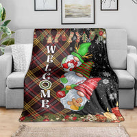 Christmas Gnome Welcome Throw Blanket Cute Holiday Gnomes with Plaid and Candy Cane Winter - Wonder Print Shop