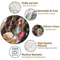 Christmas Gnome Welcome Throw Blanket Cute Holiday Gnomes with Plaid and Candy Cane Winter - Wonder Print Shop