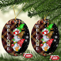 Christmas Gnome Welcome Christmas Ceramic Ornament Cute Holiday Gnomes with Plaid and Candy Cane Winter - Wonder Print Shop