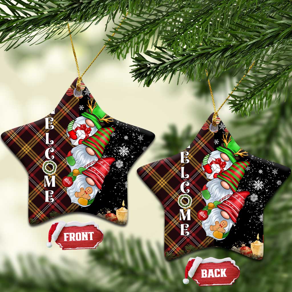 Christmas Gnome Welcome Christmas Ceramic Ornament Cute Holiday Gnomes with Plaid and Candy Cane Winter - Wonder Print Shop