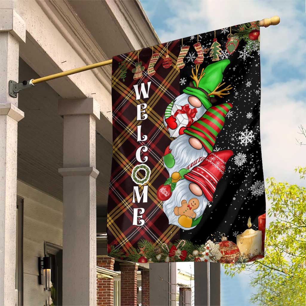 Christmas Gnome Welcome Garden Flag Cute Holiday Gnomes with Plaid and Candy Cane Winter - Wonder Print Shop