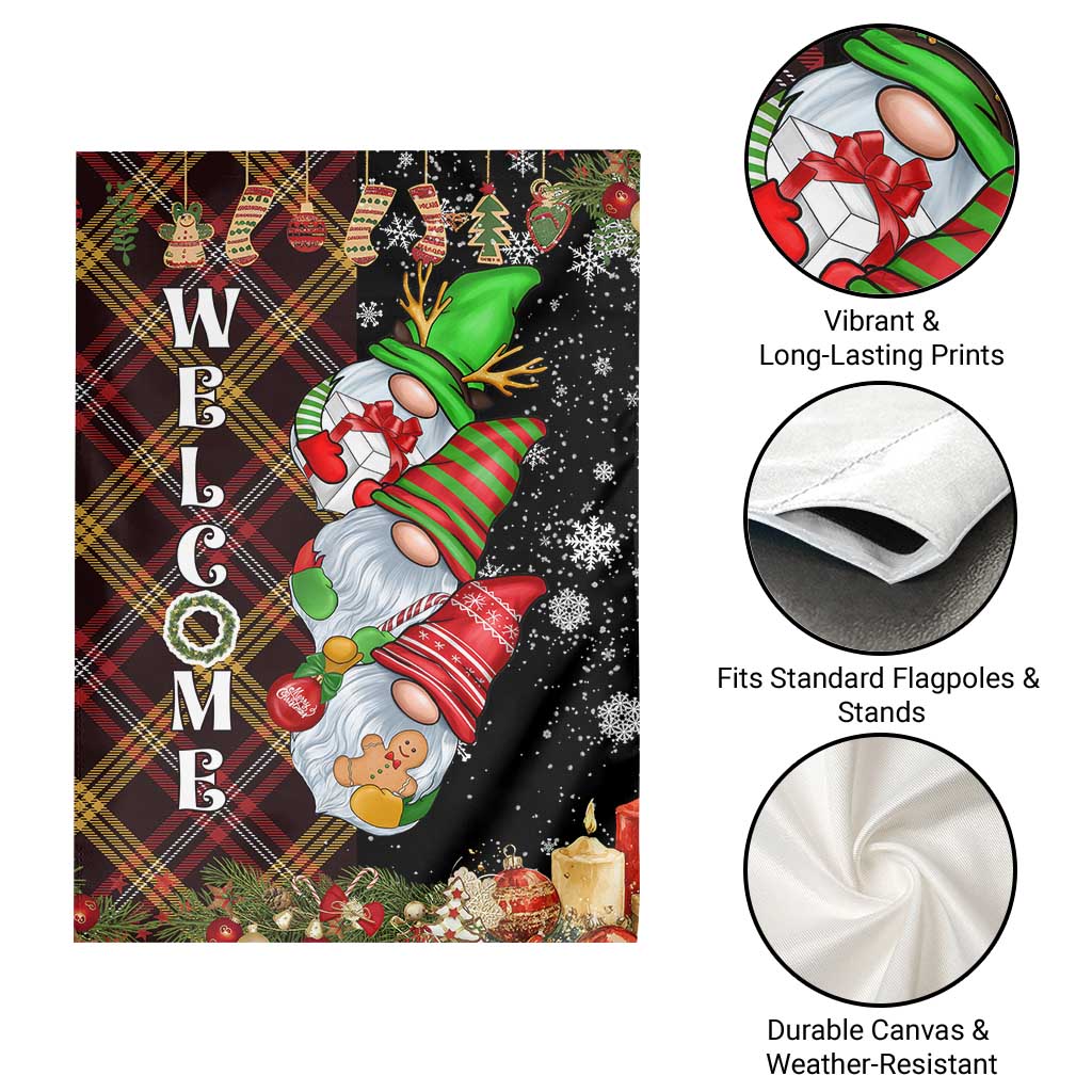 Christmas Gnome Welcome Garden Flag Cute Holiday Gnomes with Plaid and Candy Cane Winter - Wonder Print Shop