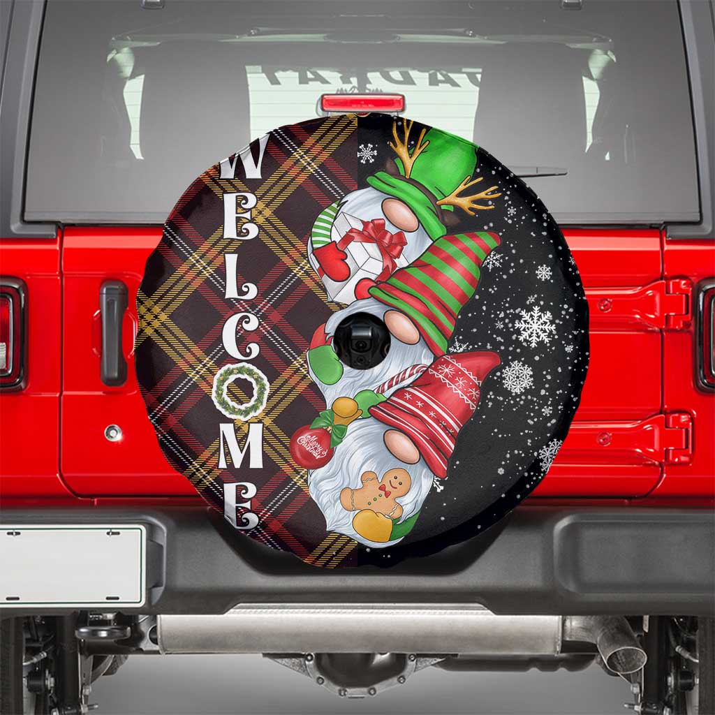 Christmas Gnome Welcome Spare Tire Cover Cute Holiday Gnomes with Plaid and Candy Cane Winter - Wonder Print Shop