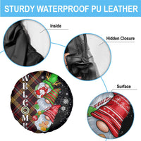 Christmas Gnome Welcome Spare Tire Cover Cute Holiday Gnomes with Plaid and Candy Cane Winter - Wonder Print Shop