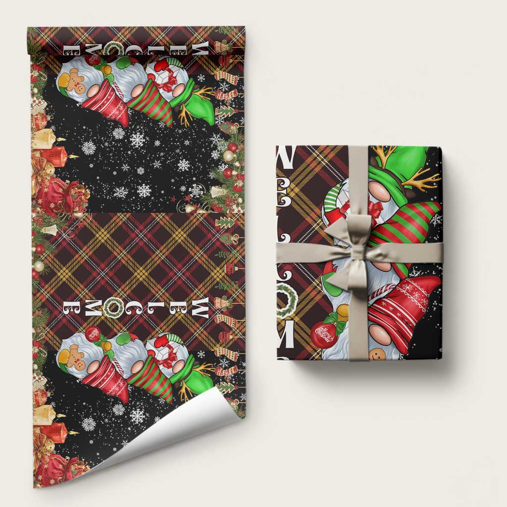 Christmas Gnome Welcome Wrapping Paper Cute Holiday Gnomes with Plaid and Candy Cane Winter - Wonder Print Shop