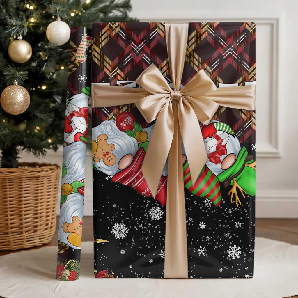 Christmas Gnome Welcome Wrapping Paper Cute Holiday Gnomes with Plaid and Candy Cane Winter - Wonder Print Shop