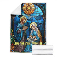 Joy to the World Stained Glass Nativity Scene Throw Blanket Christian Christmas Holy Family Star of Bethlehem - Wonder Print Shop
