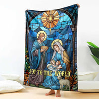 Joy to the World Stained Glass Nativity Scene Throw Blanket Christian Christmas Holy Family Star of Bethlehem - Wonder Print Shop