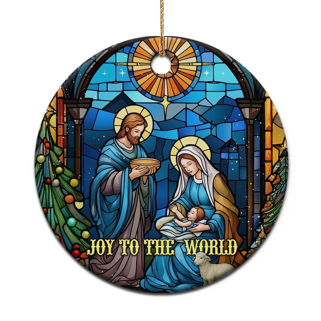 Joy to the World Stained Glass Nativity Scene Christmas Ceramic Ornament Christian Christmas Holy Family Star of Bethlehem - Wonder Print Shop