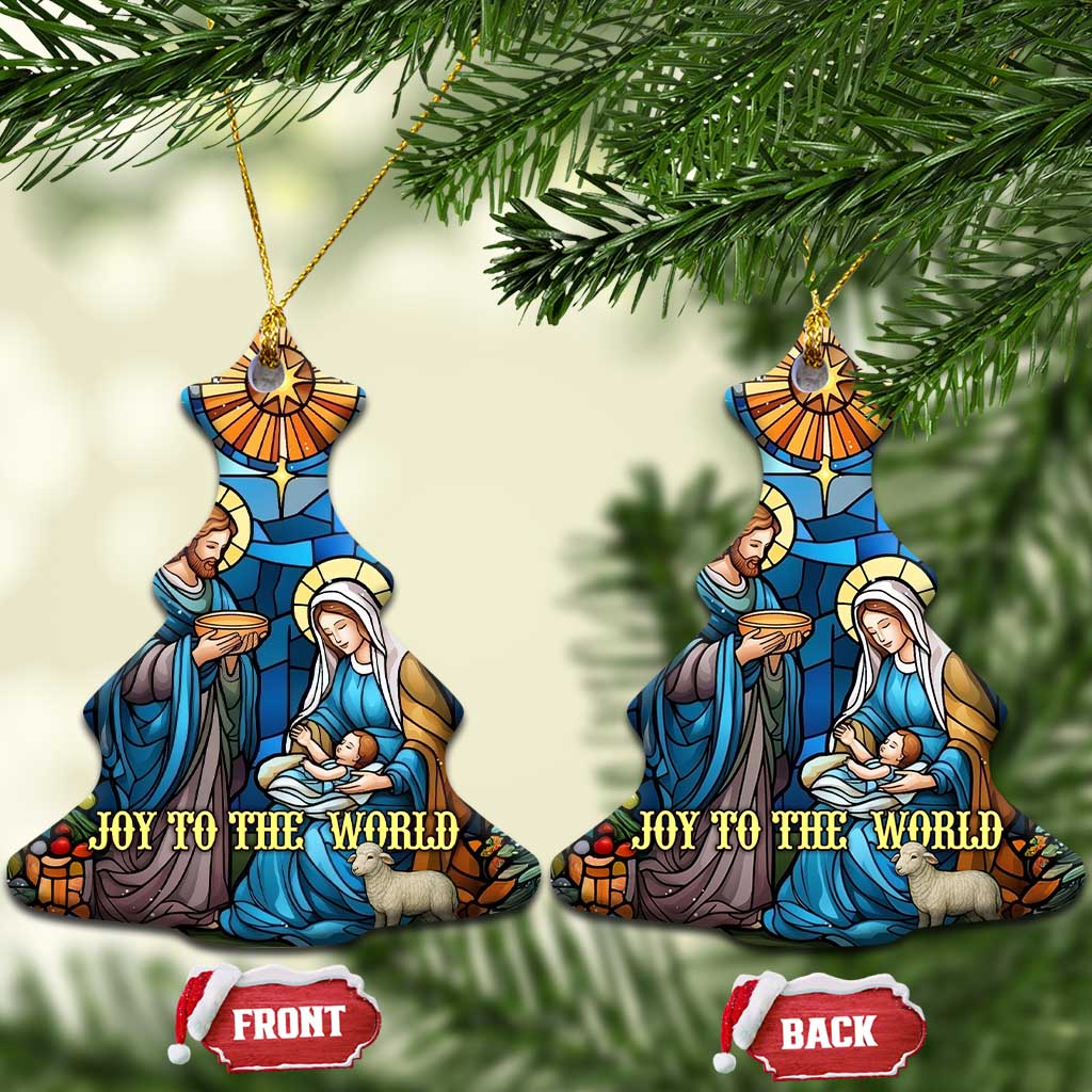 Joy to the World Stained Glass Nativity Scene Christmas Ceramic Ornament Christian Christmas Holy Family Star of Bethlehem - Wonder Print Shop
