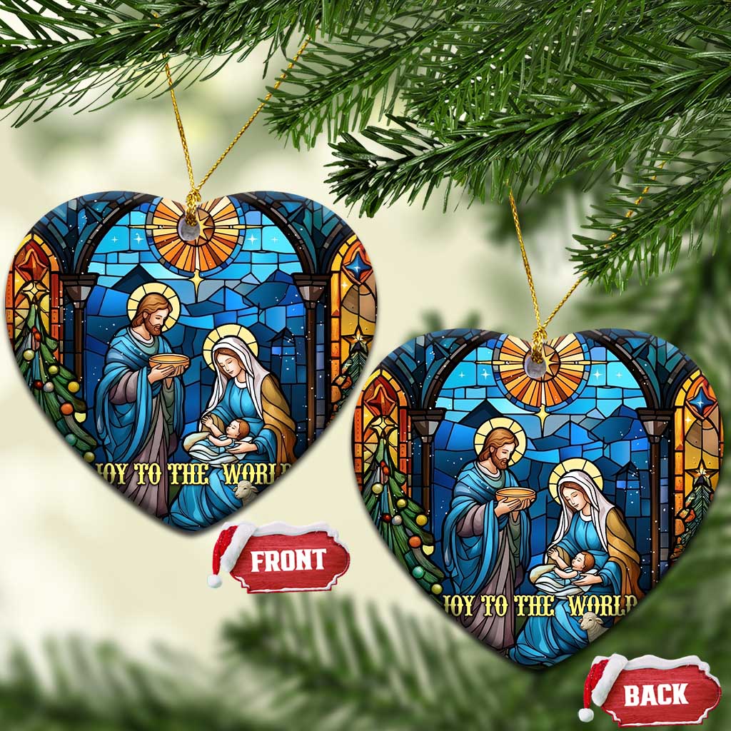 Joy to the World Stained Glass Nativity Scene Christmas Ceramic Ornament Christian Christmas Holy Family Star of Bethlehem - Wonder Print Shop