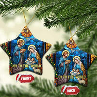 Joy to the World Stained Glass Nativity Scene Christmas Ceramic Ornament Christian Christmas Holy Family Star of Bethlehem - Wonder Print Shop