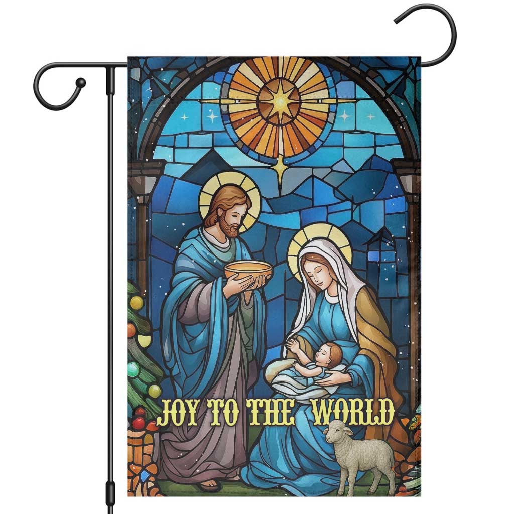 Joy to the World Stained Glass Nativity Scene Garden Flag Christian Christmas Holy Family Star of Bethlehem - Wonder Print Shop