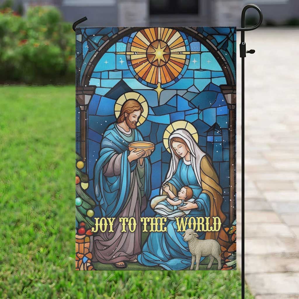Joy to the World Stained Glass Nativity Scene Garden Flag Christian Christmas Holy Family Star of Bethlehem - Wonder Print Shop