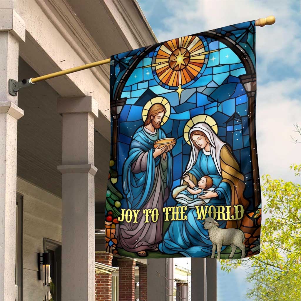 Joy to the World Stained Glass Nativity Scene Garden Flag Christian Christmas Holy Family Star of Bethlehem - Wonder Print Shop