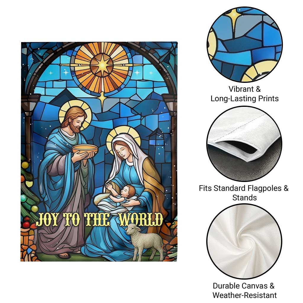 Joy to the World Stained Glass Nativity Scene Garden Flag Christian Christmas Holy Family Star of Bethlehem - Wonder Print Shop