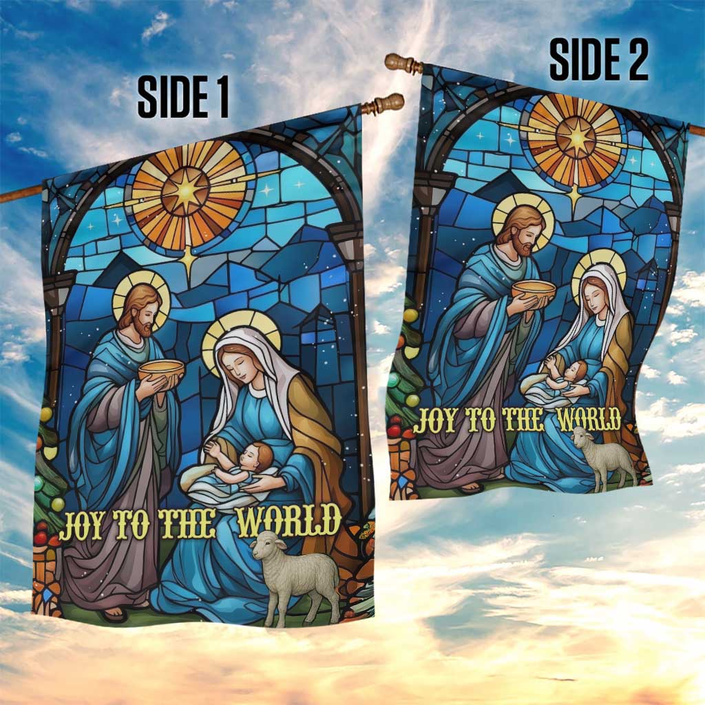 Joy to the World Stained Glass Nativity Scene Garden Flag Christian Christmas Holy Family Star of Bethlehem - Wonder Print Shop