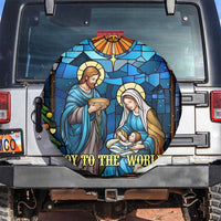 Joy to the World Stained Glass Nativity Scene Spare Tire Cover Christian Christmas Holy Family Star of Bethlehem - Wonder Print Shop