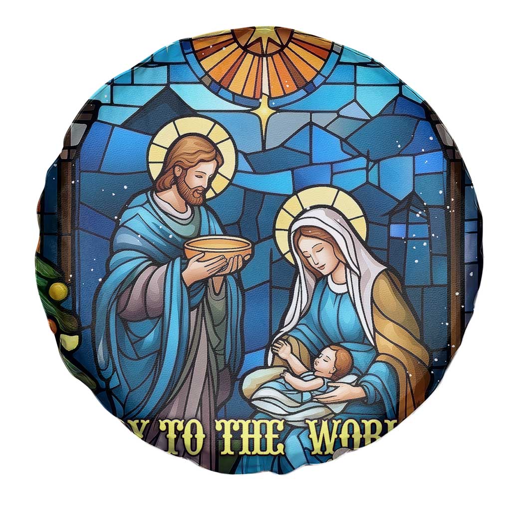 Joy to the World Stained Glass Nativity Scene Spare Tire Cover Christian Christmas Holy Family Star of Bethlehem - Wonder Print Shop