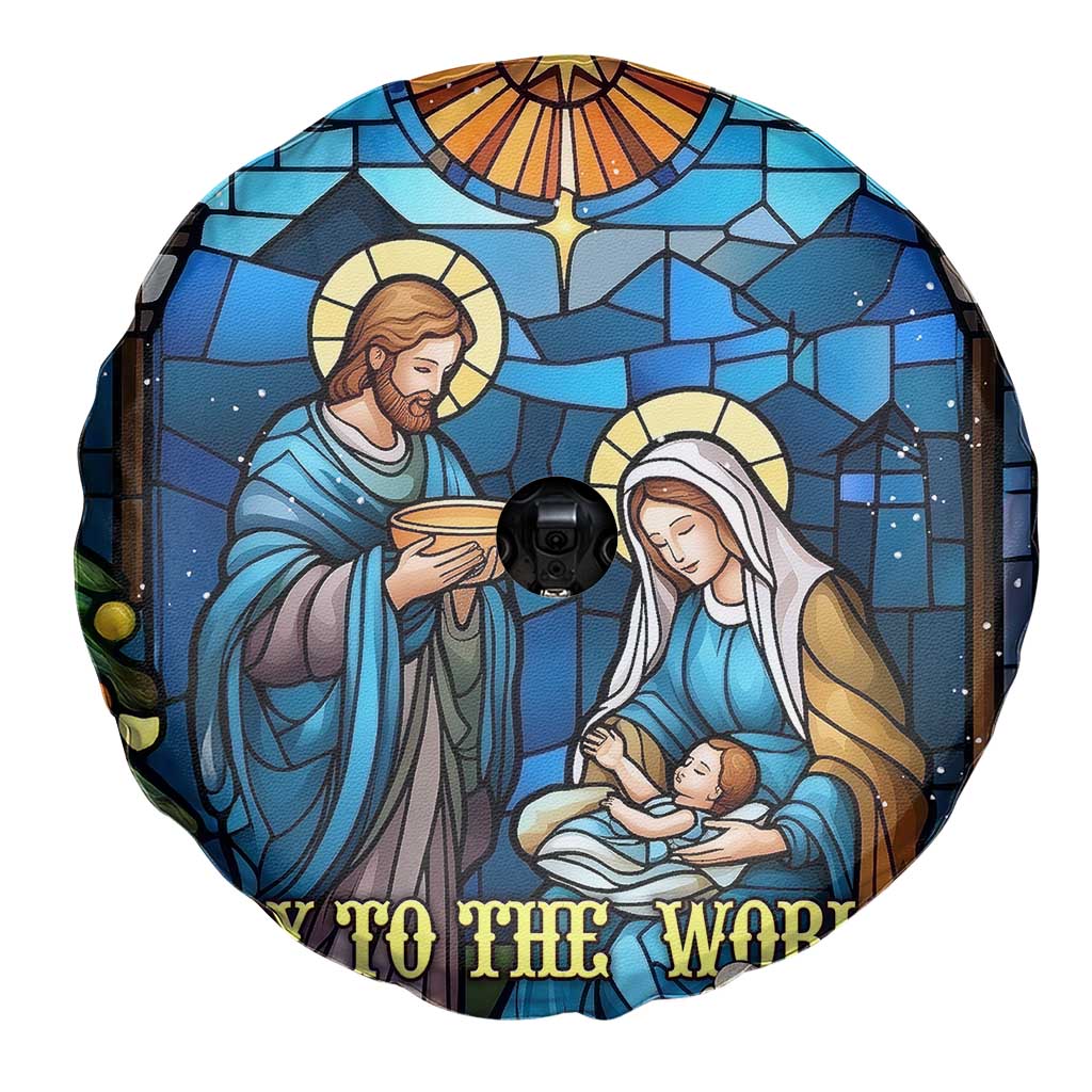 Joy to the World Stained Glass Nativity Scene Spare Tire Cover Christian Christmas Holy Family Star of Bethlehem - Wonder Print Shop