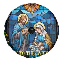 Joy to the World Stained Glass Nativity Scene Spare Tire Cover Christian Christmas Holy Family Star of Bethlehem - Wonder Print Shop