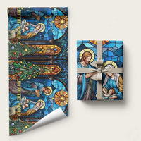 Joy to the World Stained Glass Nativity Scene Wrapping Paper Christian Christmas Holy Family Star of Bethlehem - Wonder Print Shop