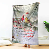 Cardinal Memorial Winter Christmas Throw Blanket Those We Love Dont Go Away Red and Yellow Cardinals - Wonder Print Shop