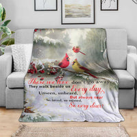 Cardinal Memorial Winter Christmas Throw Blanket Those We Love Dont Go Away Red and Yellow Cardinals - Wonder Print Shop