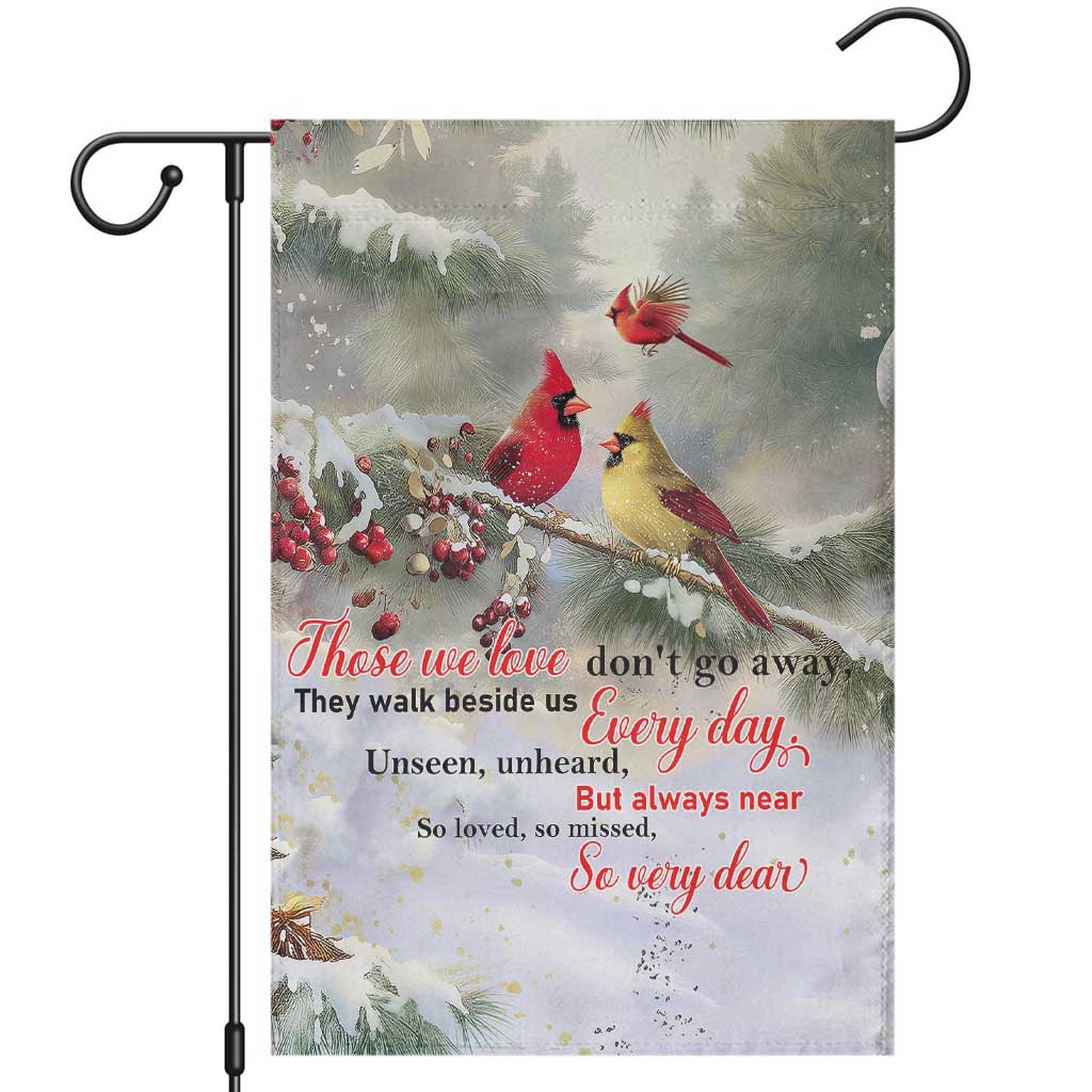 Cardinal Memorial Winter Christmas Garden Flag Those We Love Dont Go Away Red and Yellow Cardinals - Wonder Print Shop