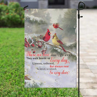 Cardinal Memorial Winter Christmas Garden Flag Those We Love Dont Go Away Red and Yellow Cardinals - Wonder Print Shop