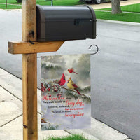 Cardinal Memorial Winter Christmas Garden Flag Those We Love Dont Go Away Red and Yellow Cardinals - Wonder Print Shop