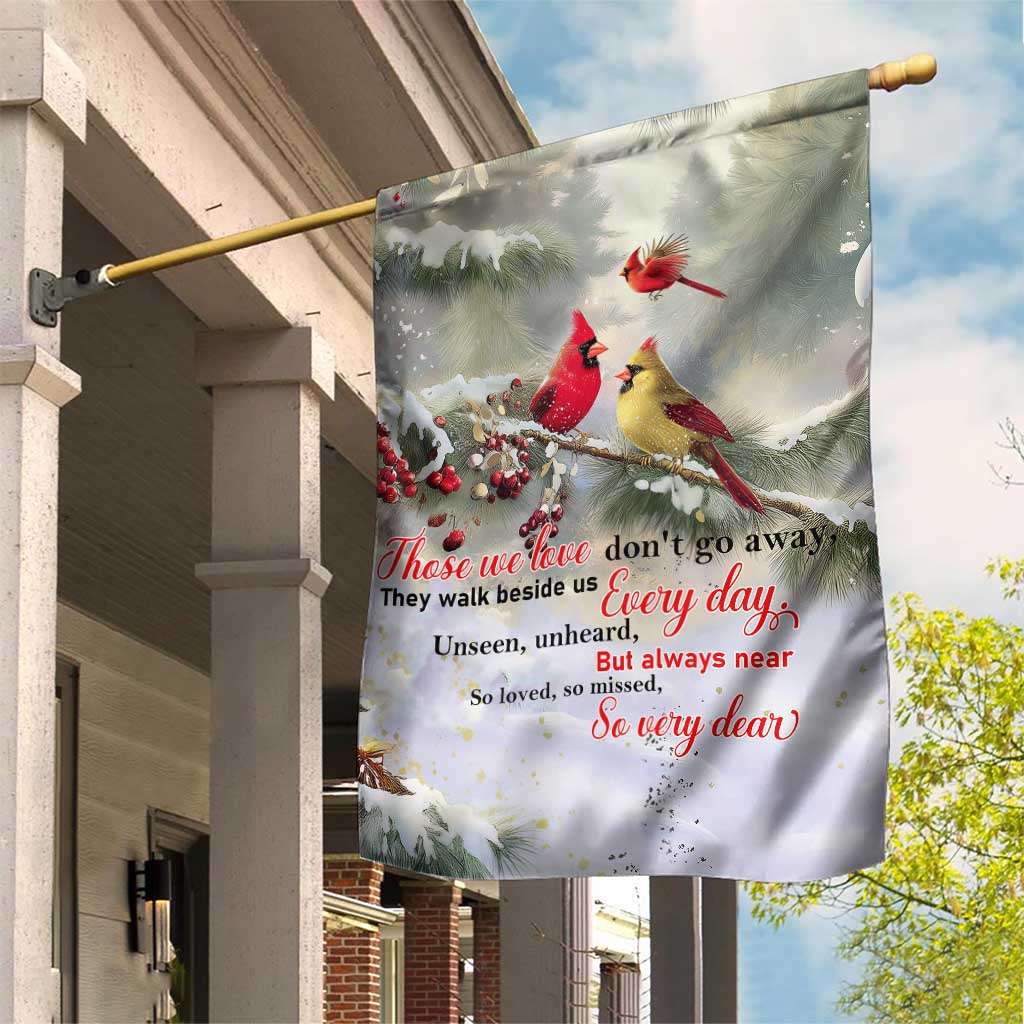 Cardinal Memorial Winter Christmas Garden Flag Those We Love Dont Go Away Red and Yellow Cardinals - Wonder Print Shop