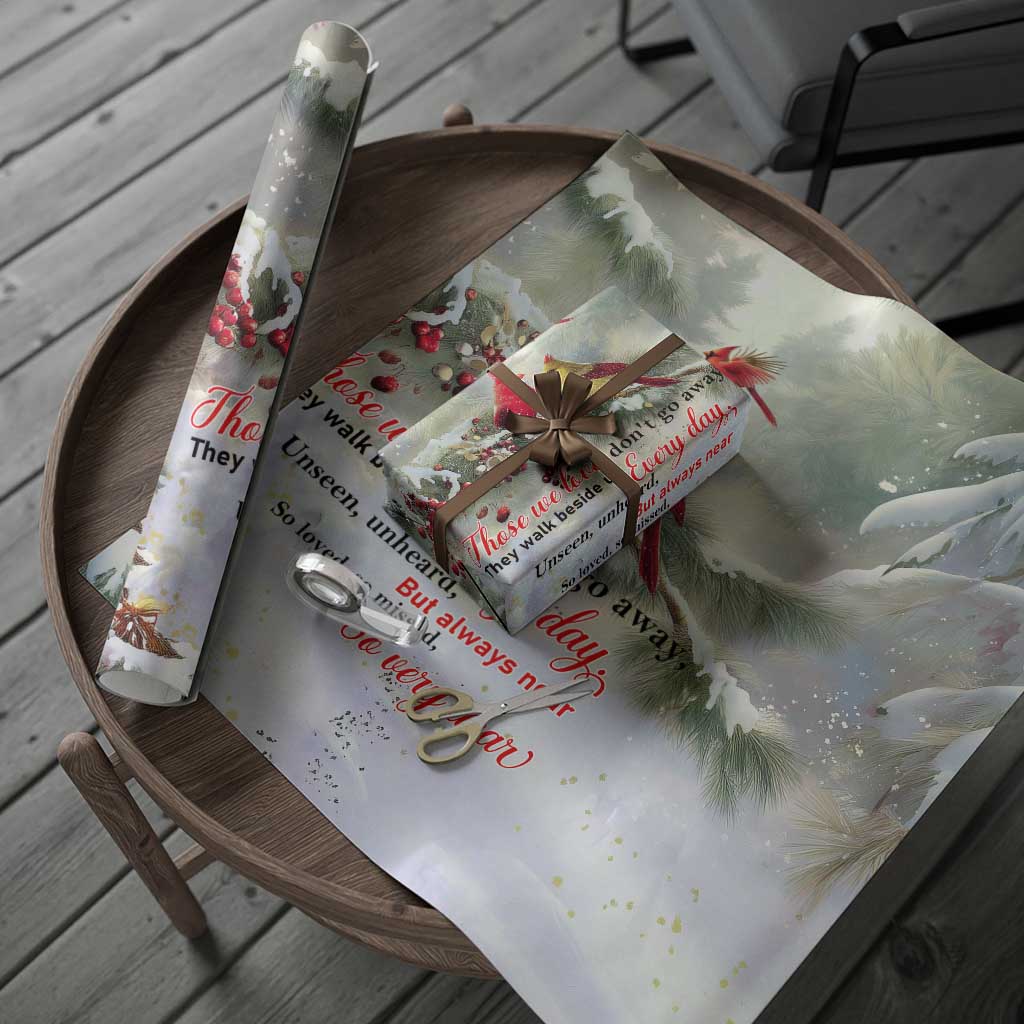 Cardinal Memorial Winter Christmas Wrapping Paper Those We Love Dont Go Away Red and Yellow Cardinals - Wonder Print Shop