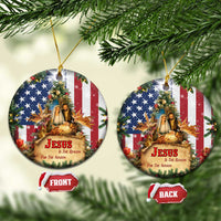Patriotic Nativity Christmas Scene Christmas Ceramic Ornament Jesus Is the Reason for the Season American Flag and Angels - Wonder Print Shop