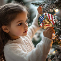 Patriotic Nativity Christmas Scene Christmas Ceramic Ornament Jesus Is the Reason for the Season American Flag and Angels - Wonder Print Shop