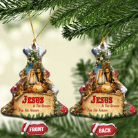 Patriotic Nativity Christmas Scene Christmas Ceramic Ornament Jesus Is the Reason for the Season American Flag and Angels - Wonder Print Shop