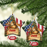 Patriotic Nativity Christmas Scene Christmas Ceramic Ornament Jesus Is the Reason for the Season American Flag and Angels - Wonder Print Shop