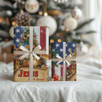 Patriotic Nativity Christmas Scene Wrapping Paper Jesus Is the Reason for the Season American Flag and Angels - Wonder Print Shop