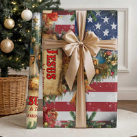 Patriotic Nativity Christmas Scene Wrapping Paper Jesus Is the Reason for the Season American Flag and Angels - Wonder Print Shop