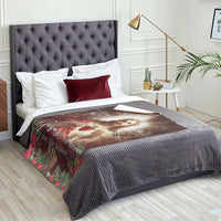 Sacred Heart of Jesus Christmas Throw Blanket Jesus Is the Reason for the Season Radiant Glow Poinsettias - Wonder Print Shop