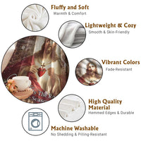 Sacred Heart of Jesus Christmas Throw Blanket Jesus Is the Reason for the Season Radiant Glow Poinsettias - Wonder Print Shop