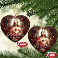 Sacred Heart of Jesus Christmas Christmas Ceramic Ornament Jesus Is the Reason for the Season Radiant Glow Poinsettias - Wonder Print Shop