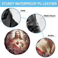 Sacred Heart of Jesus Christmas Spare Tire Cover Jesus Is the Reason for the Season Radiant Glow Poinsettias - Wonder Print Shop