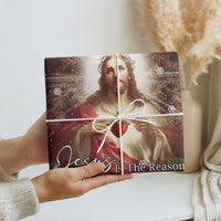 Sacred Heart of Jesus Christmas Wrapping Paper Jesus Is the Reason for the Season Radiant Glow Poinsettias - Wonder Print Shop