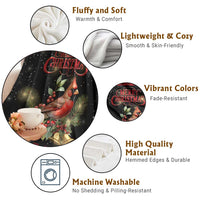 Merry Christmas Cardinal Throw Blanket Buffalo Plaid Holiday Redbird Holly and Bells - Wonder Print Shop