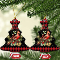 Merry Christmas Cardinal Christmas Ceramic Ornament Buffalo Plaid Holiday Redbird Holly and Bells - Wonder Print Shop
