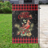 Merry Christmas Cardinal Garden Flag Buffalo Plaid Holiday Redbird Holly and Bells - Wonder Print Shop